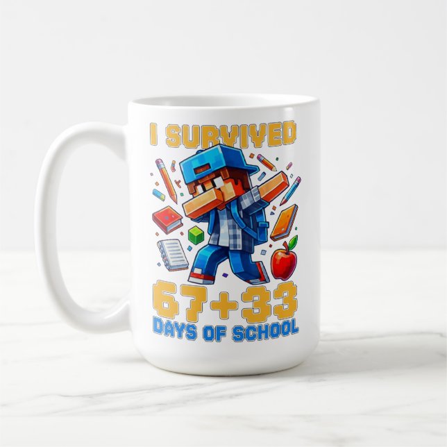 Mug J'ai survécu 67 33 jours d'école 100 jours d'école (Gauche)