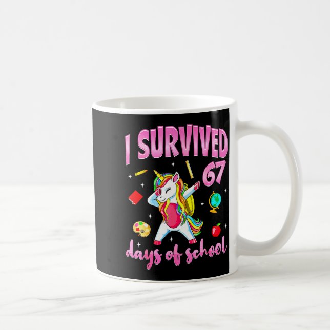 Mug J'ai survécu 67 jours d'école licorne dabbing ense (Droite)