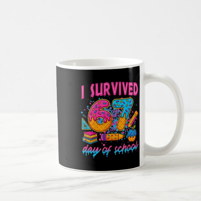 Mug J'ai survécu 67 jours d'école Mème drôle de glace  (Droite)