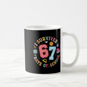 Mug J'ai survécu 67 jours d'école Mème drôle Professeu