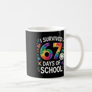 Mug J'ai survécu 67 jours d'école Mème Femme Enseignan