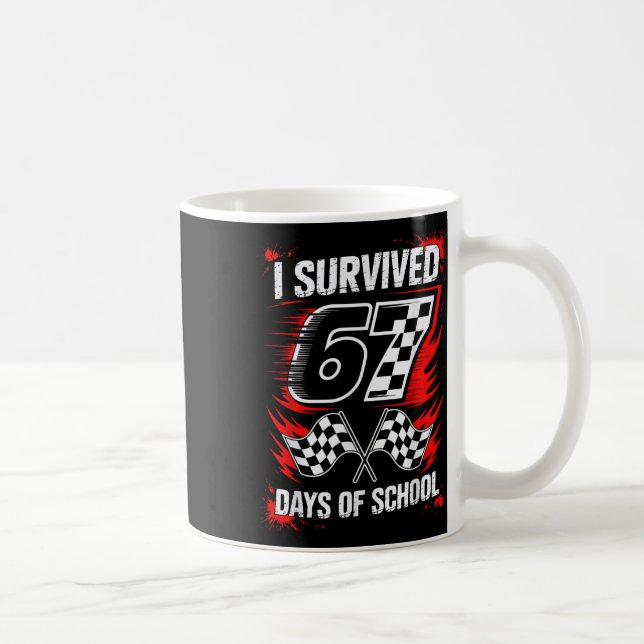 Mug J'ai survécu 67 jours d'école Six Seven Meme Racin (Droite)