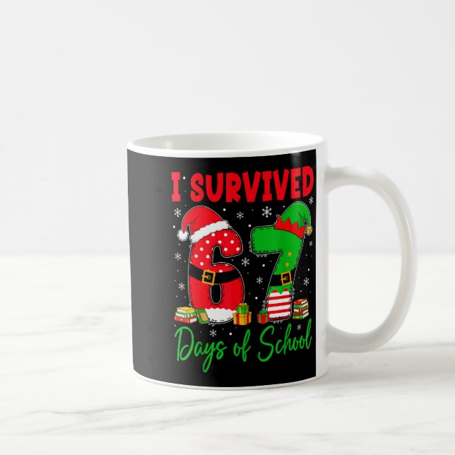 Mug J'ai survécu 67 jours d'école Six Seven Noël S (Droite)