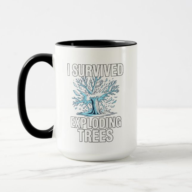 Mug J'ai survécu aux arbres explosifs tempête de neige (Gauche)