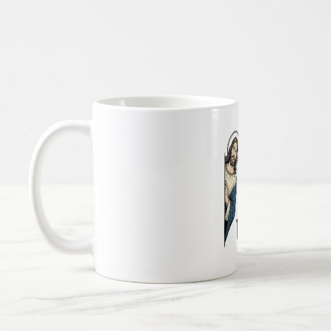 Mug J'ai vu ce Jésus drôle qui regarde discrètement De (Gauche)