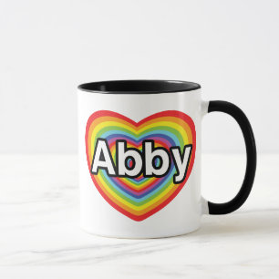 Mug J'aime Abby, coeur d'arc-en-ciel