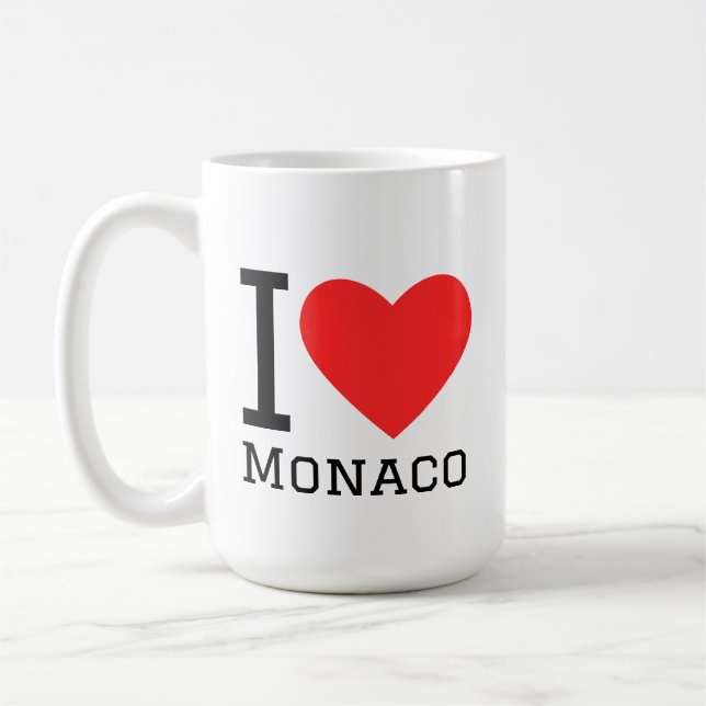 Mug J'aime autocollant carré de Monaco (Gauche)