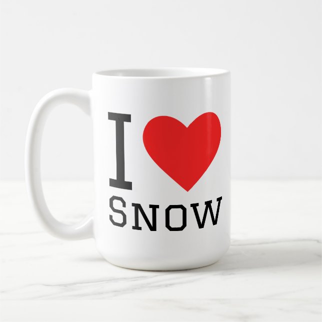 Mug J'aime autocollant carré de neige (Gauche)
