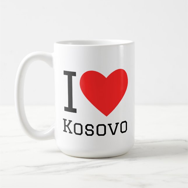 Mug J'aime autocollant carré du Kosovo (Gauche)