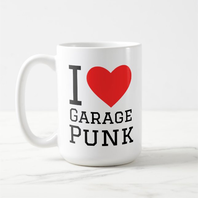 Mug J'aime autocollant carré punk garage (Gauche)