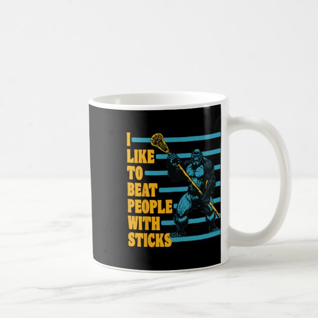 Mug J'Aime Battre Les Gens Avec Des Bâtons Drôle Lacro (Droite)