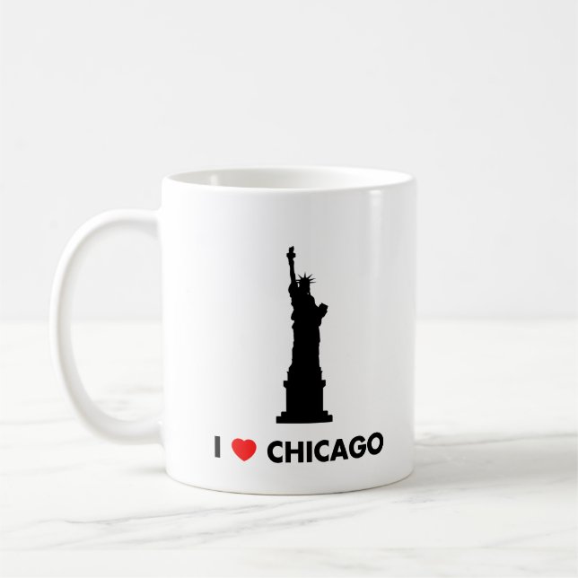 Mug J'aime Chicago - statue de la liberté (Gauche)