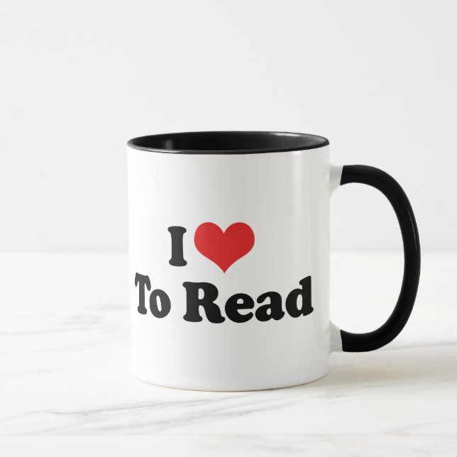 Mug J'aime cœur à lire - Amateur de livres (Droite)