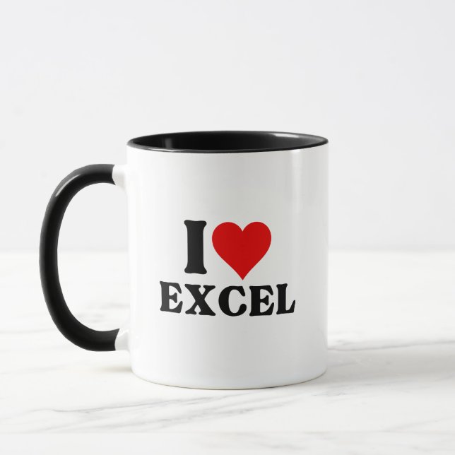 Mug J'aime coeur Excel Funny Spreadsheet Lover (Gauche)
