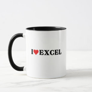 Mug J'aime coeur Excel Funny Spreadsheet Lover