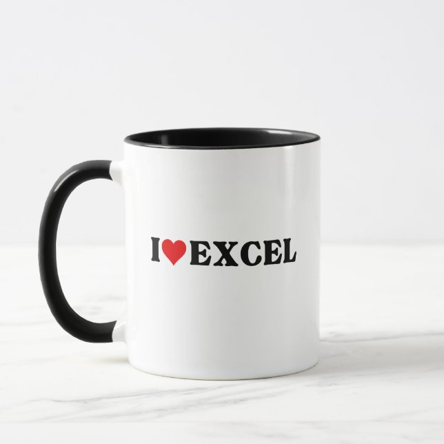 Mug J'aime coeur Excel Funny Spreadsheet Lover (Gauche)