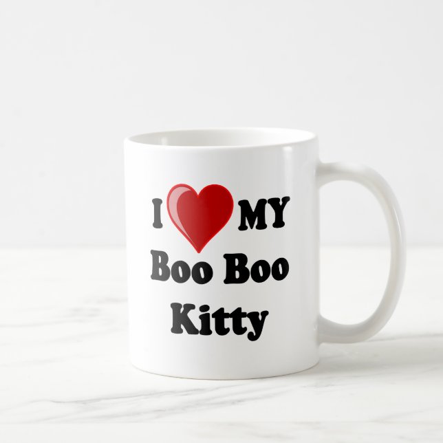 Mug J'aime (coeur) le mon hue hue le chat de Kitty (Droite)