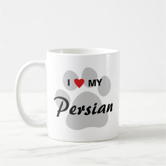 Mug J'aime (coeur) ma conception de Pawprint de chat