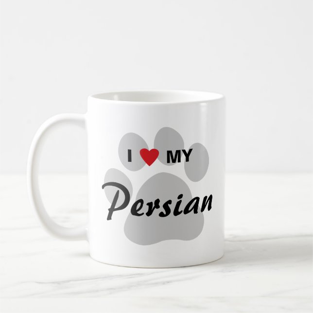 Mug J'aime (coeur) ma conception de Pawprint de chat (Gauche)