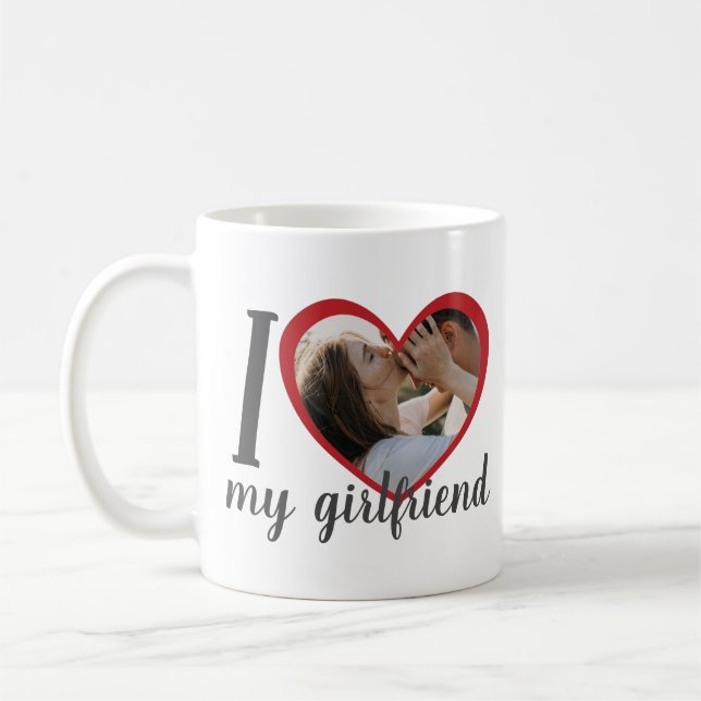 Mug J'aime coeur ma petite amie photo personnalisée (Gauche)
