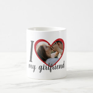 Mug J'aime coeur ma petite amie photo personnalisée