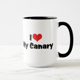 Mug J'aime cœur mon Canari - Amateur d'oiseaux