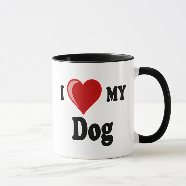 Mug J'aime (coeur) mon chien (Droite)