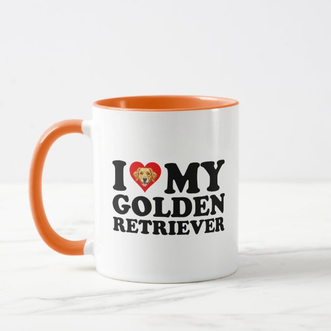 Mug J'aime (Cœur) Mon Golden Retriever (Gauche)