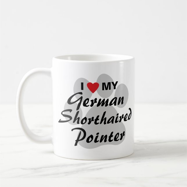 Mug J'aime (coeur) mon indicateur aux cheveux courts (Gauche)
