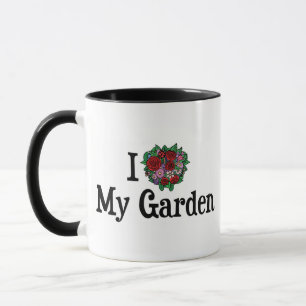 Mug J'aime cœur mon jardin - Jardin de fleurs et légum
