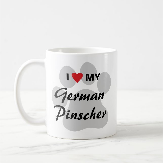 Mug J'aime (coeur) mon Pinscher allemand (Gauche)