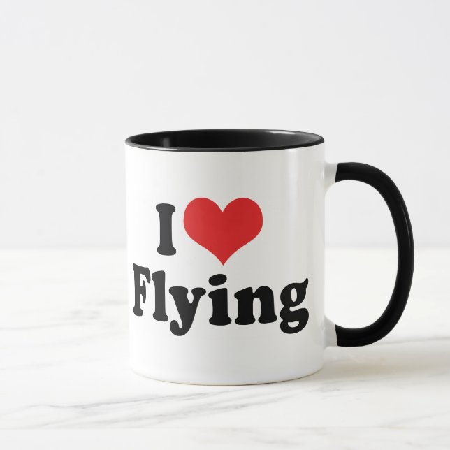 Mug J'aime cœur volant - Amoureux d'avion (Droite)