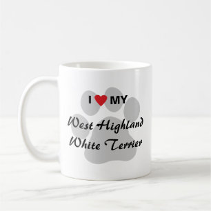 Mug J'aime (coeur) Westie Pawprint
