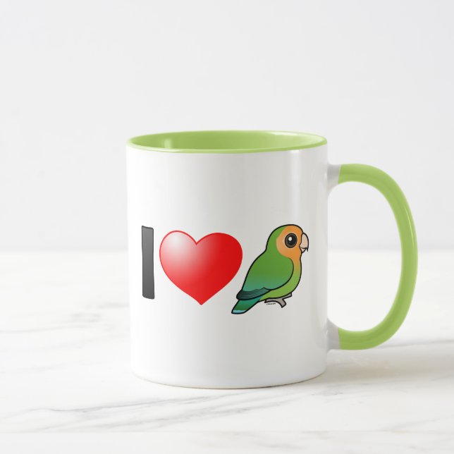 Mug J'aime des perruches Pêche-faites face par (Droite)