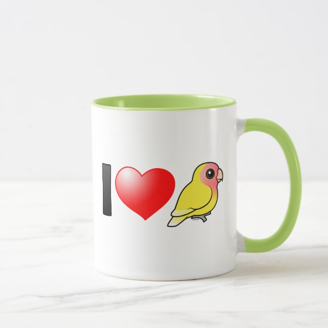 Mug J'aime des perruches Pêche-faites face par Lutino (Droite)
