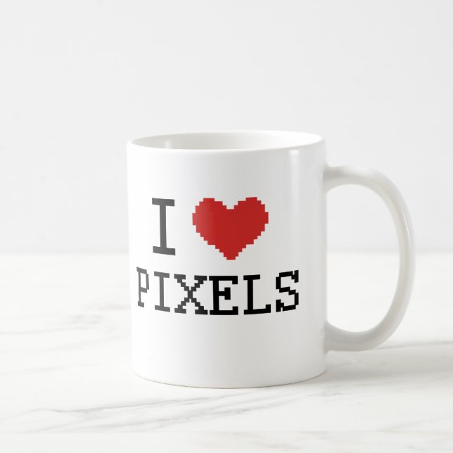 Mug J'aime des pixels de coeur des pixels/I (Droite)