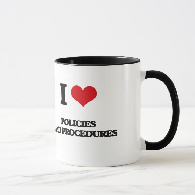 Mug J'aime des politiques et des procédures (Droite)