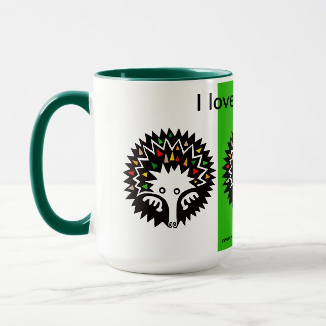 Mug J'aime ECHIDNAS - Nature - Faune - Vert (Gauche)
