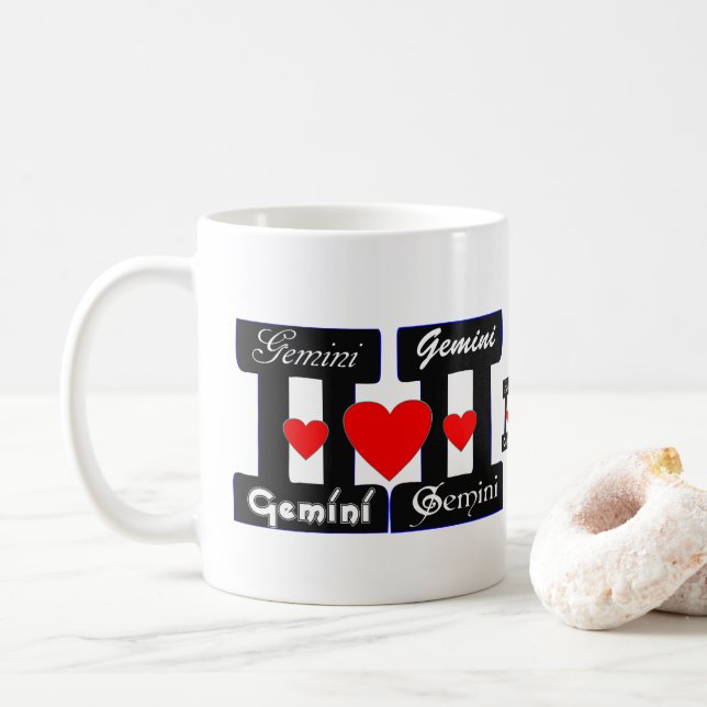 Mug ♊  J'Aime Gemini-Best Zodiac Signe café classique (Avec donut)
