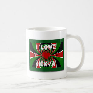 Mug J'aime Heart Kenya : Art de drapeau dynamique