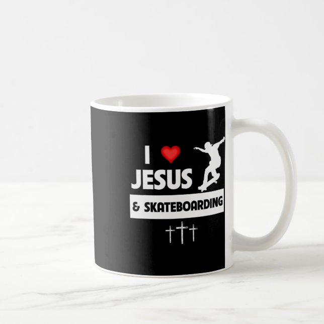 Mug J'aime Jésus et le skateboard Astuces de skater (Droite)