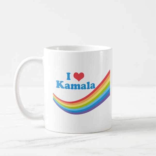Mug J'Aime Kamala Arc-En-Ciel Mignonne Élection Longue (Gauche)