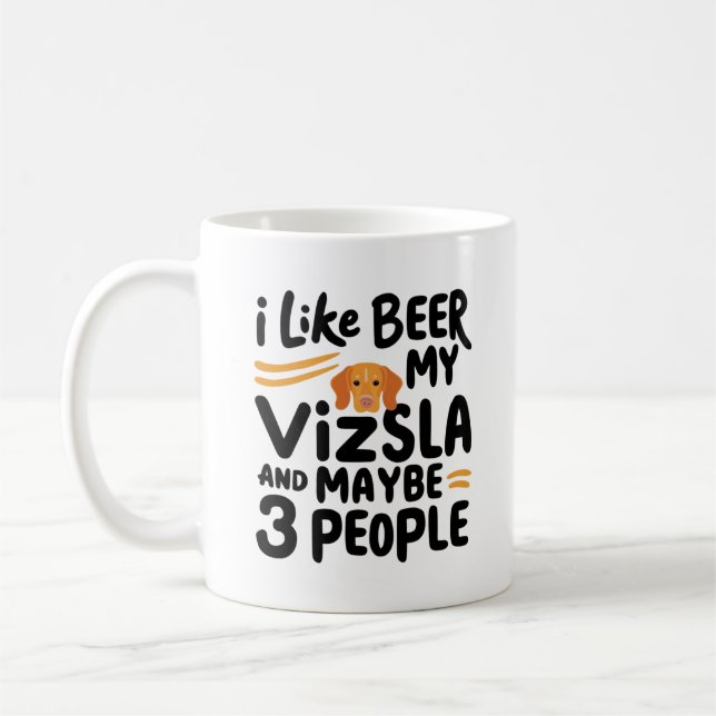 Mug J'aime la bière mon Vizsla et peut-être 3 personne (Gauche)