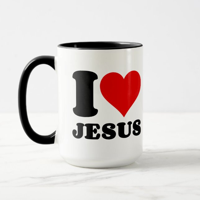 Mug j'aime la citation chrétienne de Jésus (Gauche)