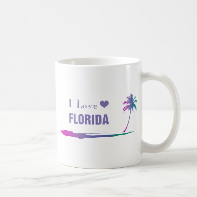 Mug J'Aime La Floride Colorée Violet (Droite)