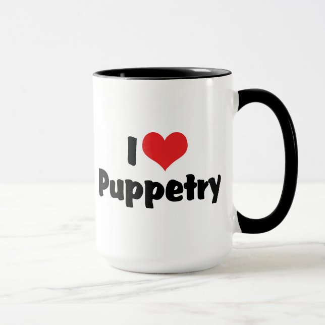 Mug J'aime la marionnette à cœur - Amateur de ventrilo (Droite)