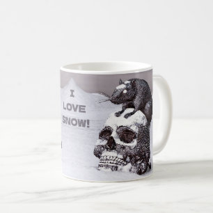 Mug J'Aime La Neige ! Rat sur le crâne