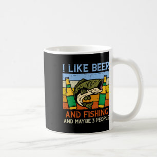 Mug J'aime la pêche et 3 personnes Rétro Pêcheur à la