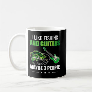 Mug J'aime la pêche et les guitares et peut-être 3 per