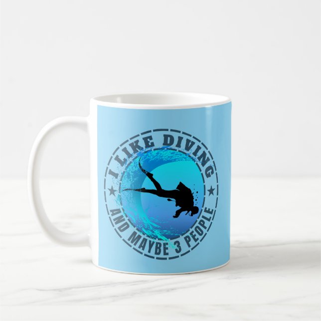 Mug J'aime la plongée et peut-être 3 personnes (Gauche)